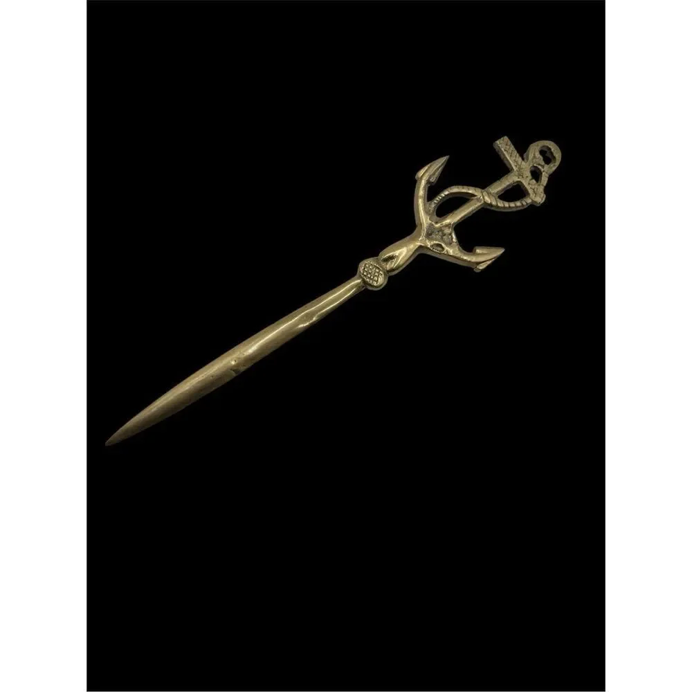 Brass Vintage Nautical Rope & Anchor Letter Opener 9.25”